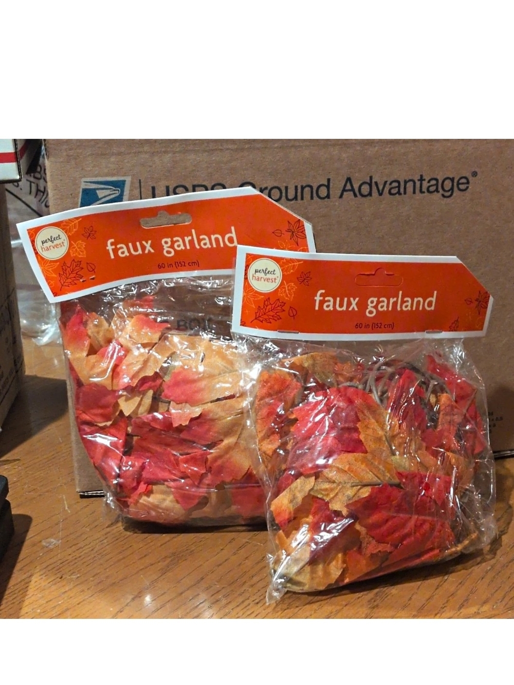 Faux Garland - Autumn Red & Orange Fall Leaf Garland (60 in)